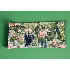 Designer Lumbar Feather Pillow "Waterlily Velvet" 2 Looks 1 Pillow 11"x24"